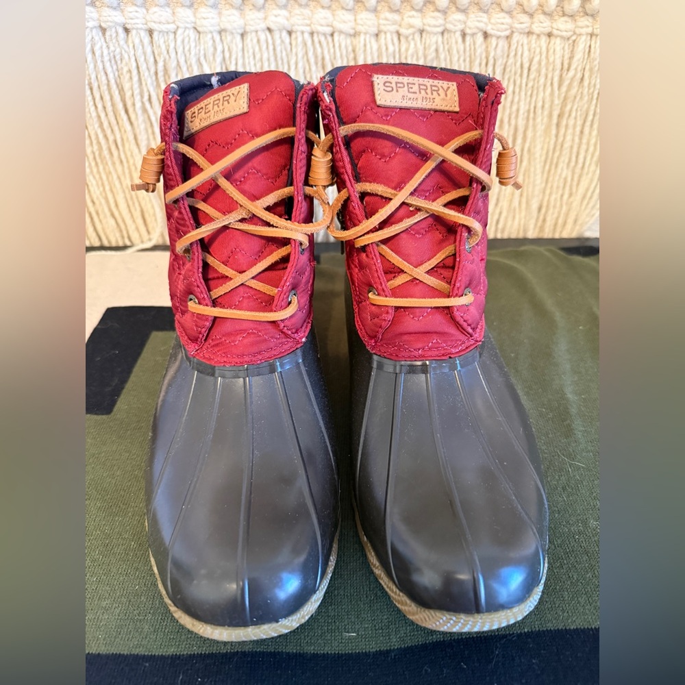 Sperry Burgundy and Black Duck Boots